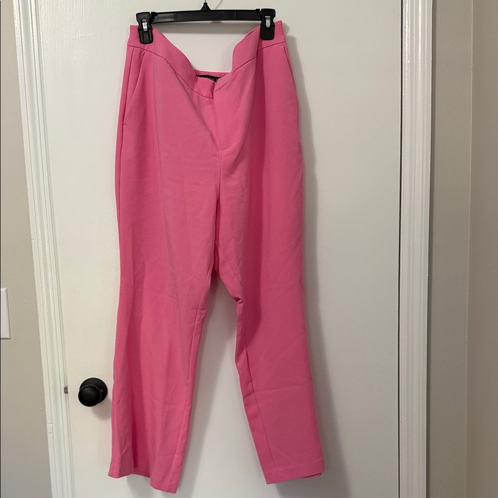 Eloquii Bright Pink Straight-Leg High-Waist Pants